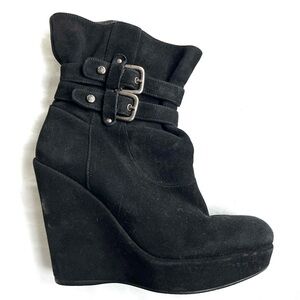 Stewart Weitzman Black Wedge Ankle Boots